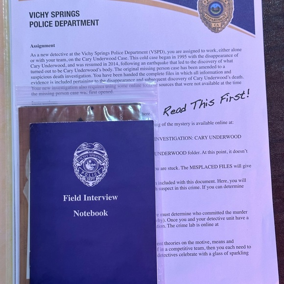 Murder Mystery Party Case Files Underwood Cellars - Picture 10 of 13